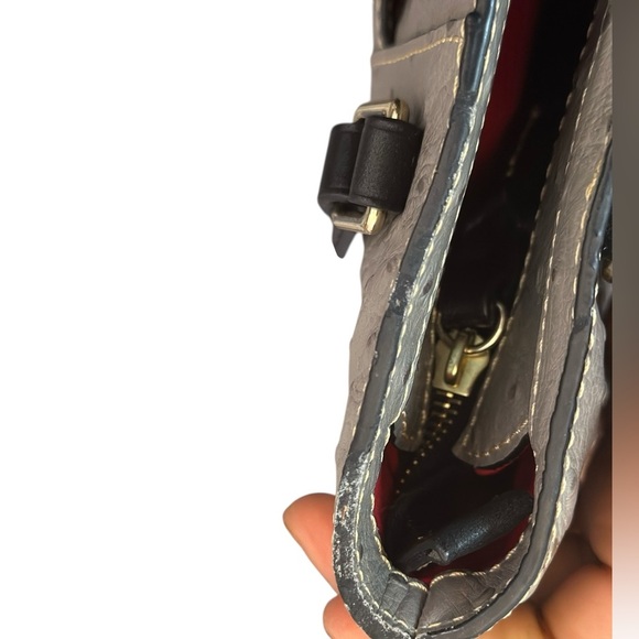 Dooney & Bourke Gray Ostrich Lexington Purse - Picture 14 of 17